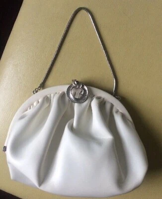 Mini bolso de mano vintage Admiral blanco cierre de metal correa de cadena serpentina Foto 1 de 4