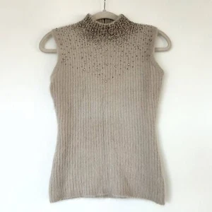 La Perla Ritmo VINTAGE Angora Embellished Sleeveless Sweater Top Size 42 Medium - Picture 1 of 10