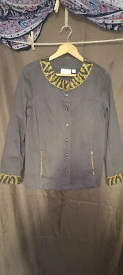 Quacker Factory Animal Chic Rhinestone Embellished Jeanne Jacket Brown Size M - Image 1 of 4