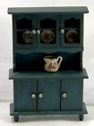 Vintage Dollhouse  Miniatures Bluegreen  Wooden  Kitchen China Hutch / Cabinet