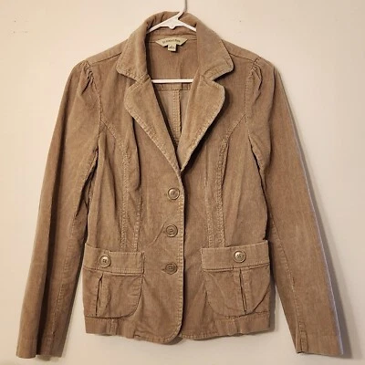 St Johns Bay Womens Khaki Jacket Size Small Corduroy Button L/S Tan Brown Collar - Image 1 of 4