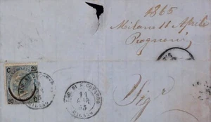 1865 Parte di Busta Ferro di Cavallo Annullo Borgo di S. Gottardo 22442 - Imagen 1 de 2