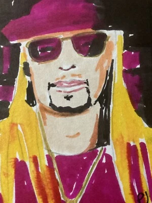 2,5 x 3,5 pulgadas, acuarela ACEO de PJ, título: Kid Rock Foto 1 de 2