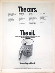 PRINT AD Kendall GT-1 High Performance Racing Motor Oil 1970 10.5x13 Witco - Picture 1 of 1