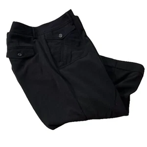 Christopher & Banks Dress Pants Women's Sz 14 Black Wide Leg Cuffed Crop Pockets - Picture 1 of 14