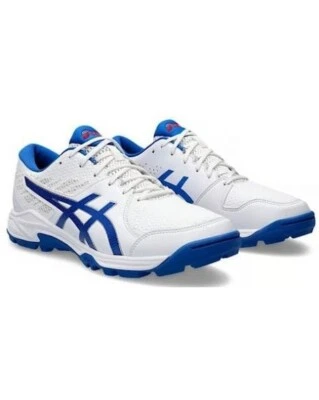 2025 Asics Unisex Gel Peake 2 Rubber Sole White Blue Cricket Shoes - Free P&P - Image 1 of 4