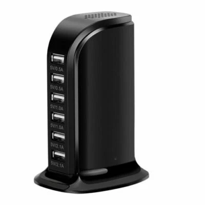 instaCharge 6 Port USB Charger Rapid Charging Station Desktop Travel Hub-Black - Image 1 of 2