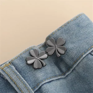 1 Pair Jeans Button Adjustable Clips for Pant Skirts Waist Tightener Buckle Snap - Picture 1 of 12