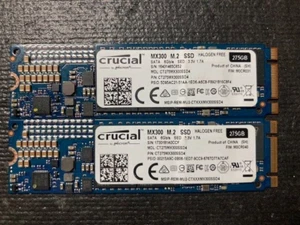 (LOT of 2) Crucial MX300 275GB M.2 2280 SATA SSD CT275MX300SSD4 Excellent Health - Picture 1 of 2