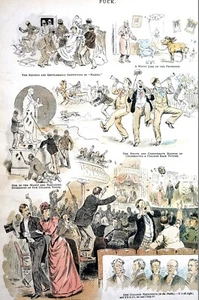 College Boys 1891 OUR COLLEGE CHESTERFIELDS HAZING PRANKS FRATERNITIES Puck Art - Picture 1 of 12