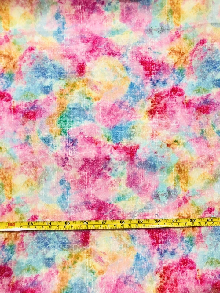 Fat Quarter 18”x21” Candy TIE DYE Pastel Pink Aqua COLORFUL Cotton Fabric - Image 1 of 1