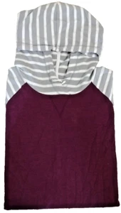 Pullover con capucha Orvis para mujer púrpura gris y blanco a rayas manga larga talla L - Imagen 1 de 4