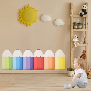6 Pezzi Imbottitura da Parete 3D a Forma di Matita per Bambini Tappetini da Parete per Bambini Protezione Parete - Foto 1 di 22