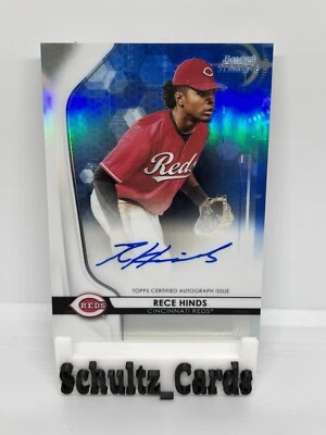 2020 Bowman Sterling RECE HINDS Platinum Blue Rookie REFRACTOR AUTO /25 Reds RC - Image 1 of 4