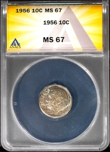 1956 10c Silver Roosevelt Head Dime MS 67 ANACS # 7577439 + Bonus Eye Appeal++ - Picture 1 of 2