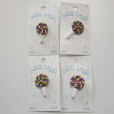 Blumenthal Lansing Sweet Treats Lollipop Buttons Embellishments Shank Back 4 Pk - Image 1 of 3