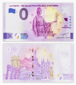 LA POSTE 75e SALON PHILATELIQUE - 2022 - Billet Touristique 0 euro - Neuf / UNC - Picture 1 of 1