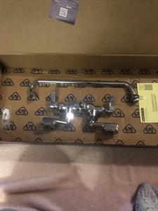 T&S B-0236-CR-063X Double Pantry Faucet Wall Mount 14" Swing Nozzle - Picture 1 of 14