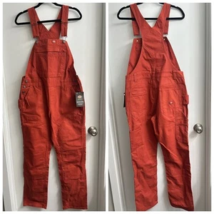 DICKIES NWT Medium Double Front Bib Carpenter Overalls Straight Leg Orange - Picture 1 of 10