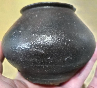 Pottery Jar 19Th Century Antique Japanese Edo Vase Pot Tamba Ware Decor 4.4 inch - Image 1 of 4