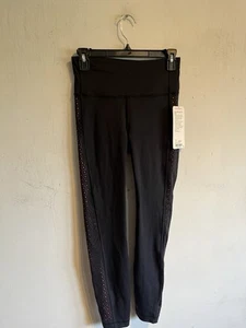 Lululemon Colour Me Quick 7/8 Running Tight LW5ARTS BLK/FTN Black Pink Size 6 - Picture 1 of 7