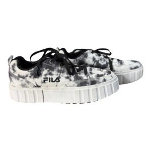 FILA Sandblast Low Top Platform Sneakers Tie Dye Black White Women Size 9 - Picture 1 of 11
