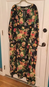 NWT Womens Sz 5x Blue Floral Dress By Zanzea - Picture 1 of 7