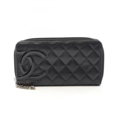 CHANEL Cambon line Long wallet A50078 Patent leather Black Used Women CC Coco - Image 1 of 4