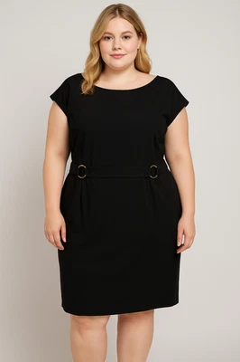 Платье-футляр David Meister большого размера 24 Вт черное минималистская текстурированная рабочая одежда - Изображение 1 из 4