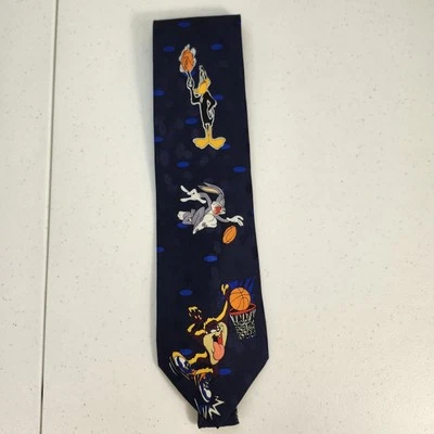 Corbata de baloncesto Looney Tunes Mania para hombre Taz Bugs Lucas 58" X 3,75" azul marino  Foto 1 de 4