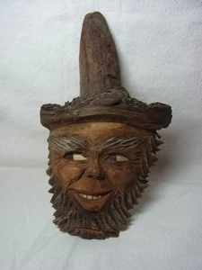 Wall Mask Hand Carved Wood Vintage Italy Niederau Tyrol #AU - Picture 1 of 12