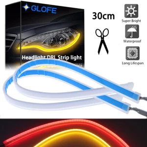 Tira de faros LED flexibles secuenciales de funcionamiento diurno DRL intermitente 2 piezas - Imagen 1 de 10