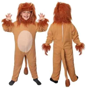CHILD LION COSTUME KIDS KING OF THE JUNGLE BOOK CHARACTER ALL IN ONE FANCY DRESS - Picture 1 of 2
