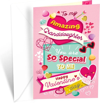 Greetings Granddaughter Valentine'S Day Card, Made in America, Eco-Friendly, Thi — 第 1/4 张图片