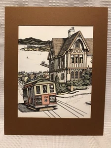 D W Patrick-Signed/Matted San Francisco Cable Car Art Print - Picture 1 of 10