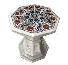 Haut de table en marbre pierre semi-précieuse design floral cornaline incrustation travail maison déco