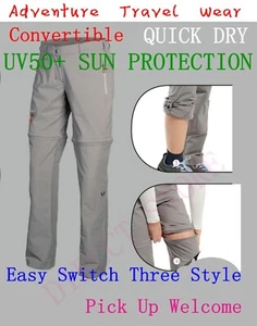 Ladies Convertible Zip Off Shorts Walking Hiking Camping Cargo Trousers Pant - Picture 1 of 8