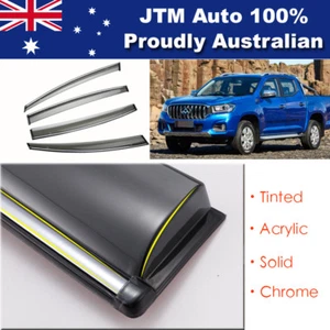 INJ Chrome Weather Shield Weathershield Window Visors to suit LDV T60 2017+ - Picture 1 of 6