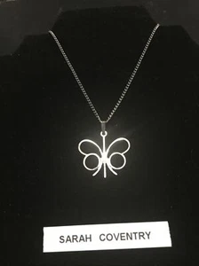 Vintage 1973 Sarah Coventry Papillion Silver Tone Butterfly Pendant Necklace - Picture 1 of 4