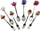 Tea Party Decorations Stainless Steel Forks & Spoons Resin Cake & Teapot Designs