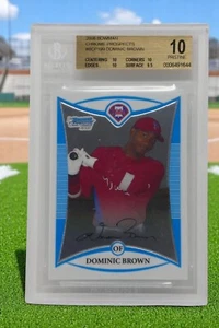 2008 Bowman Chrome Prospects #BCP199 Dominic Brown Rookie 🔥 Beckett 10 PRISTINE - Picture 1 of 6