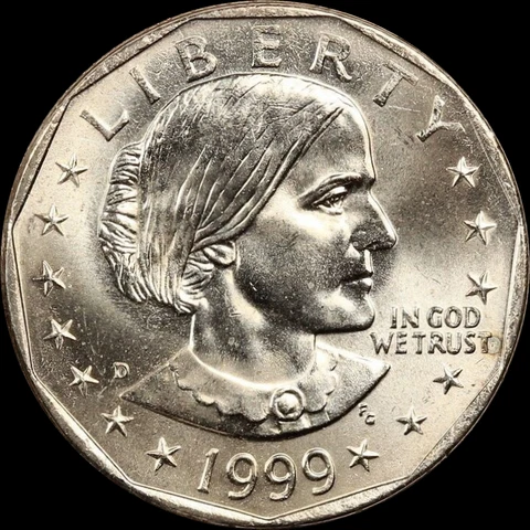 1999 D Susan B Anthony Dollar US Mint Coin "Brilliant Uncirculated" SBA Cover