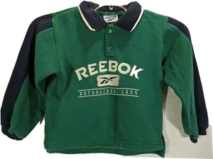 REEBOK Boys Green Long Sleeve Pullover 1/4 Button Collared Sweatshirt size 6 - Picture 1 of 9