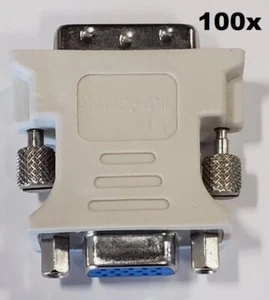 NEW 100x White DVI-I Dual Male to VGA Female Video Adapter computer HDTV LCD TV - Picture 1 of 4
