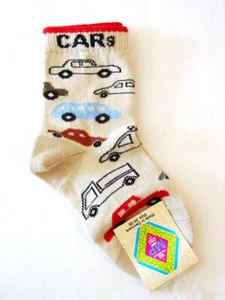 NEW MP Tights, Denmark Kids Baby Boys Toddler Infant Beige & Red Socks Cars - Picture 1 of 1