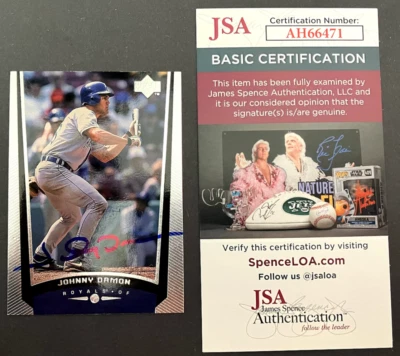 Johnny Damon 1998 Upper Deck Baseball #114 Hand Signed KC Royals JSA CERTIFICATE - Image 1 of 2