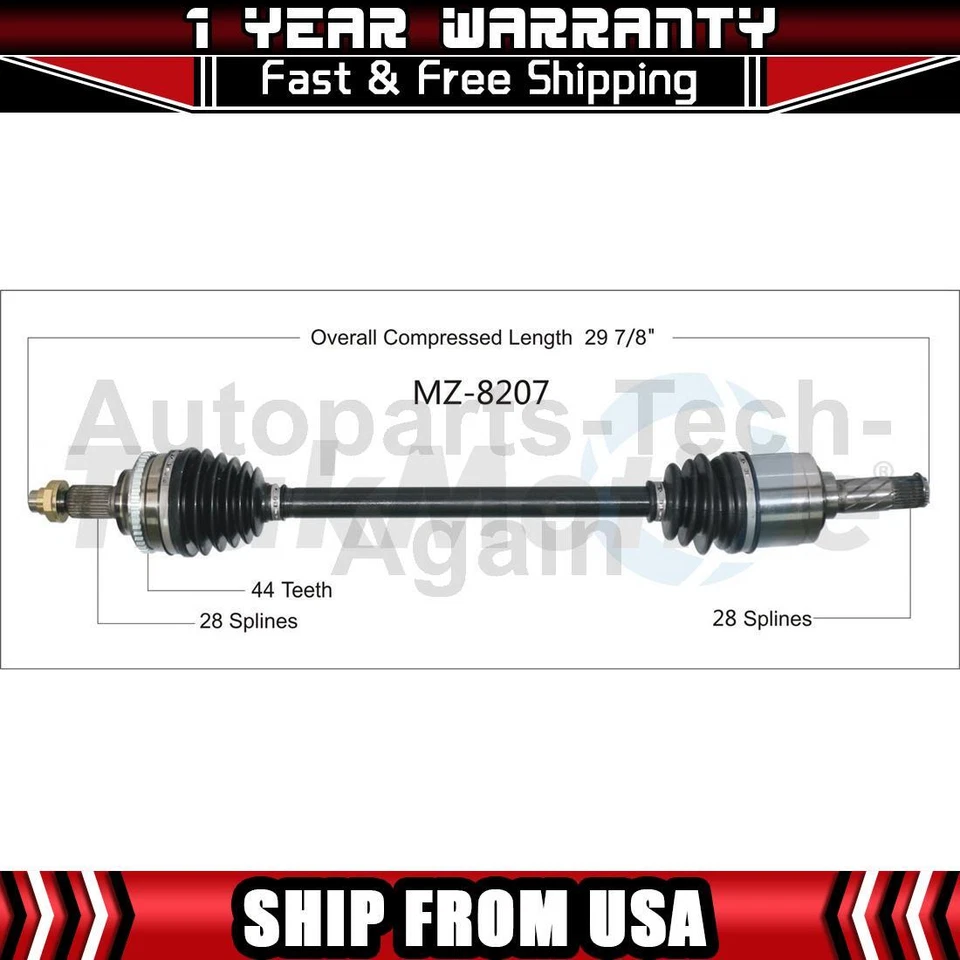 Eje trasero izquierdo CV eje articulado compatible con 2006 2007 2008 2009 2010 Mazda MX-5 Miata Foto 1 de 1