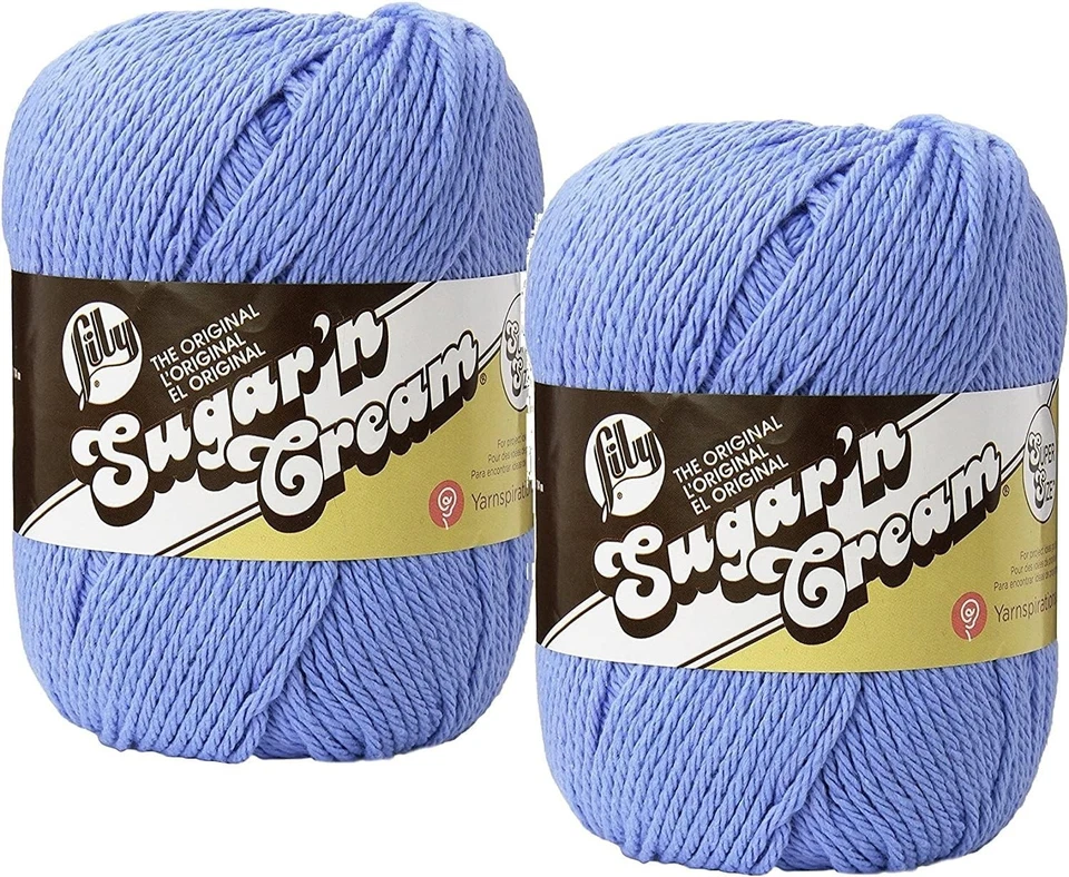 LILY 22-Pack Cornflower Sugar 'N Cream Super Size Yarn 100% Cotton 4 oz Skeins