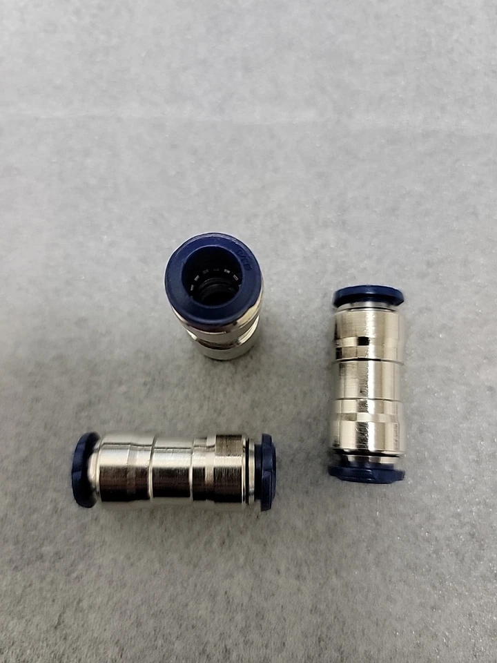 3/8" Tube Brass Push-to-Connect Union Fittings Nickel Finish; Qty 5 - Image 1 of 1