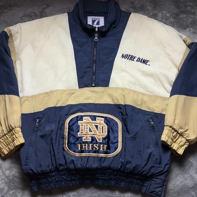 Chaqueta acolchada irlandesa de lucha Notre Dame vintage para hombre logotipo XL cremallera de 7 cuartos Foto 1 de 4